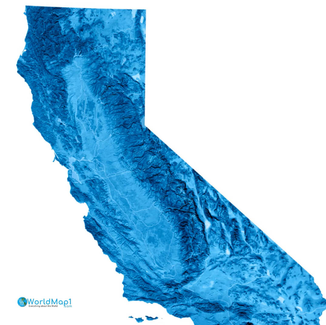 Carte des chaînes de montagnes de la Californie